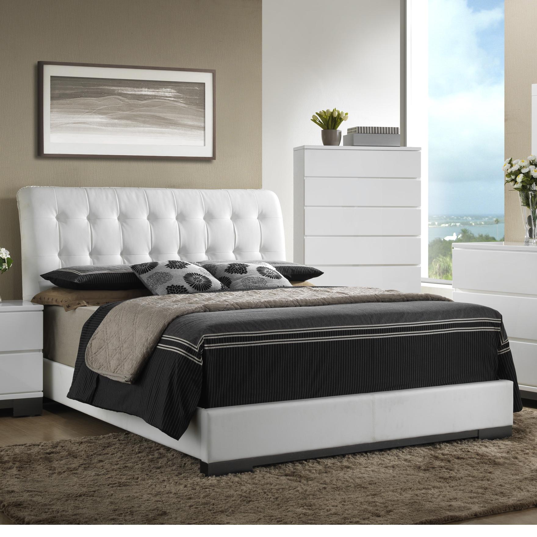 Crown Mark Avery Contemporary Upholstered Queen Bed with Tufted